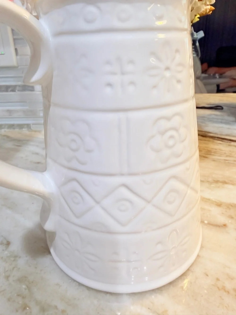 Crate and Barrel Pitcher white vase jar